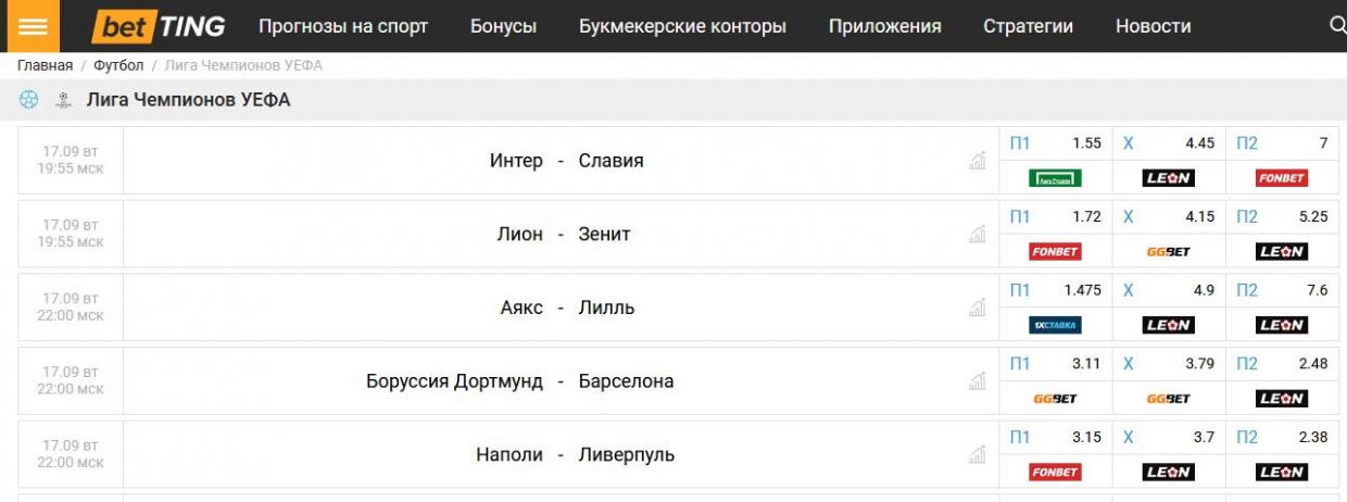беттинг центр главная