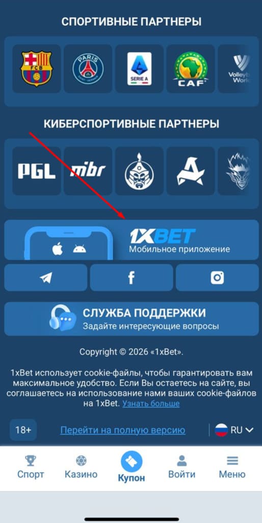 Мобильное приложение 1xbet