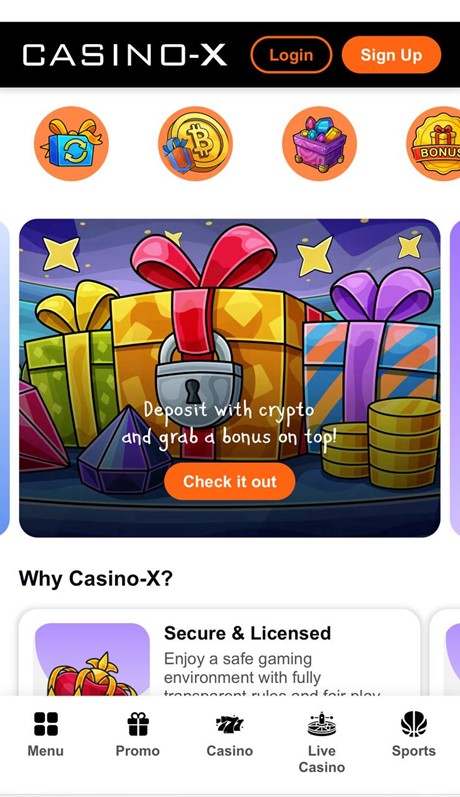 Регистрация в казино Casino-X без верификации