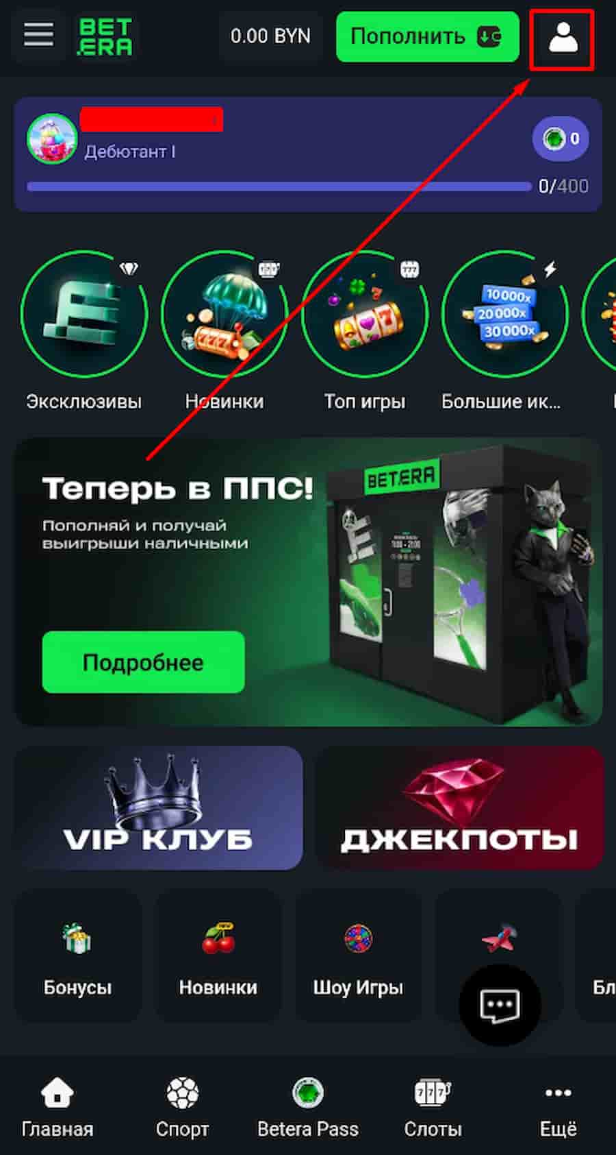 Войдите в личный кабинет на сайте или в приложении «Бетера» и перейдите в профиль.
