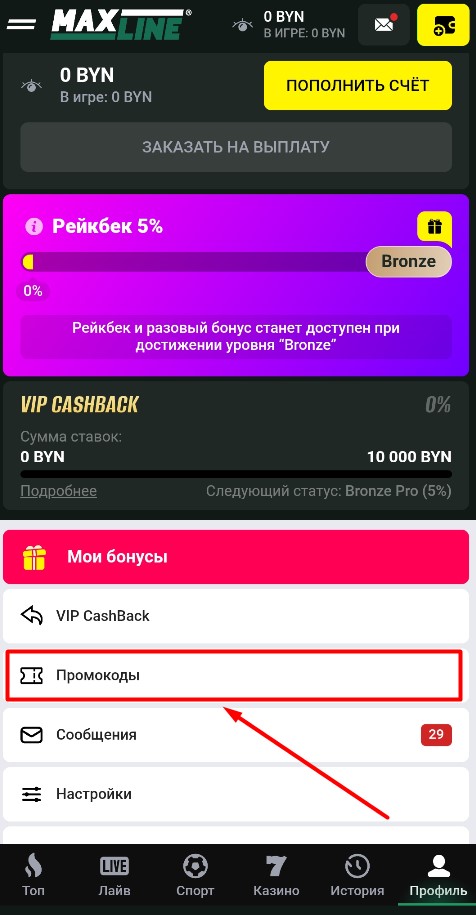 VIP Cashback Bronze в личном кабинете