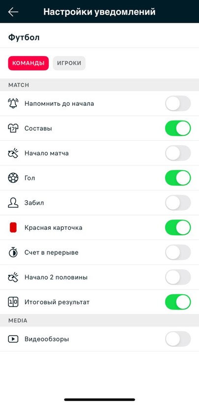 Настройки в приложение Флешскор