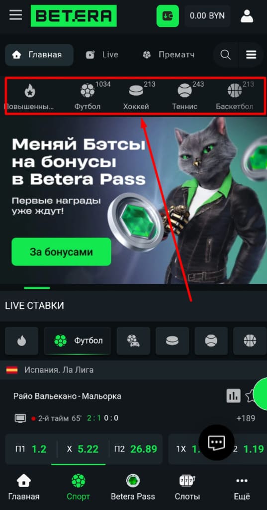 Виды спорта на Бетере