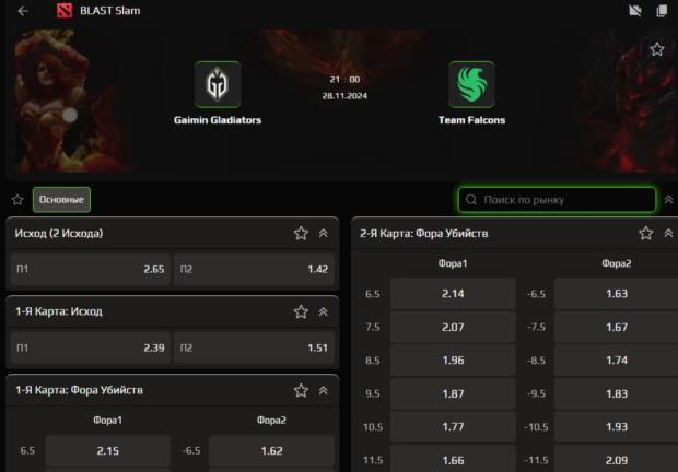 Роспись на один из матчей по Dota 2