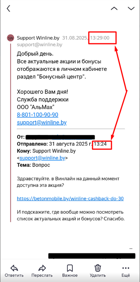 Поддержка БК Винлайн