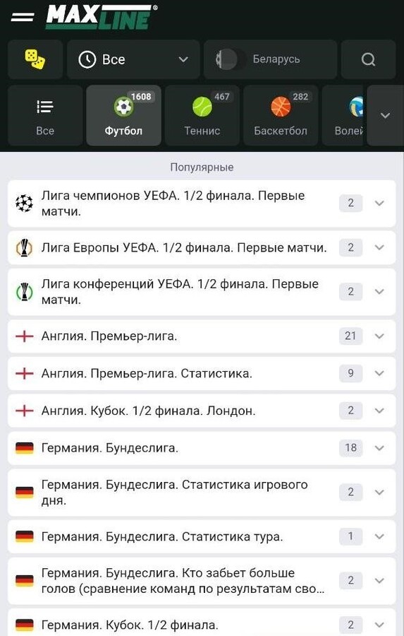Популярные спортивные лиги в линии