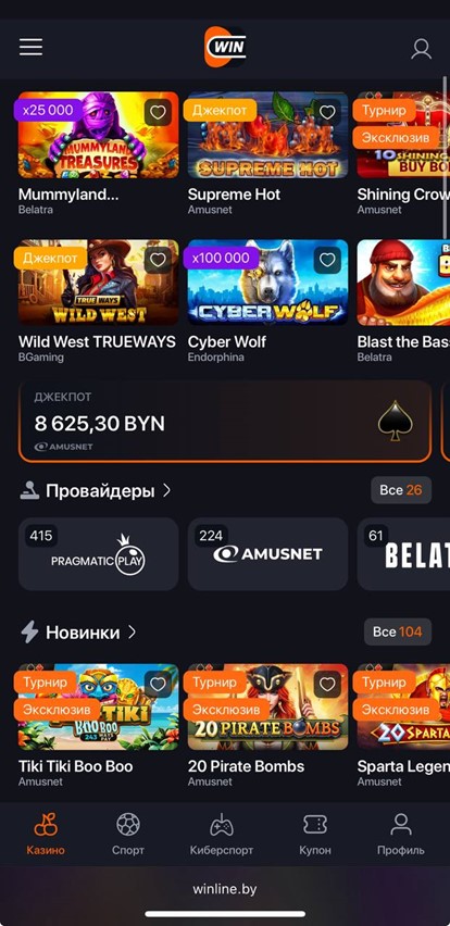 Казино Winline с провайдерами игр