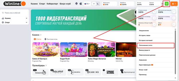 Внесение депозита