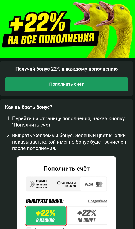 Получите бонус казино