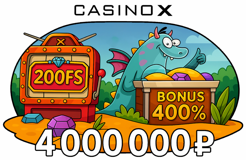 Casino X: бонус 400% + 200 фриспинов