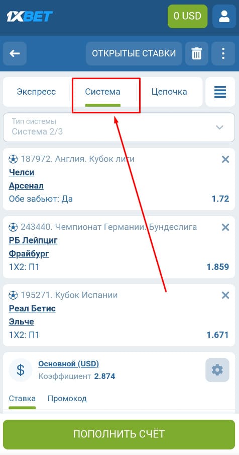 Системы ставок на 1xbet