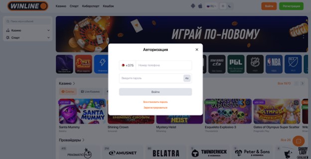 Заполните данные на БК Винлайн