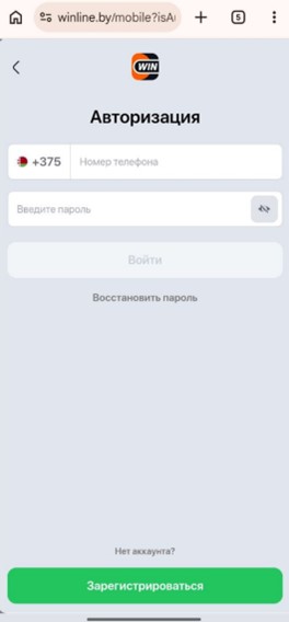 Авторизуйтесь на БК Винлайн