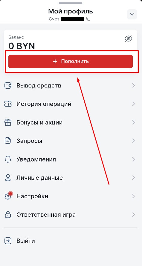 Пополнение счета на Фонбет