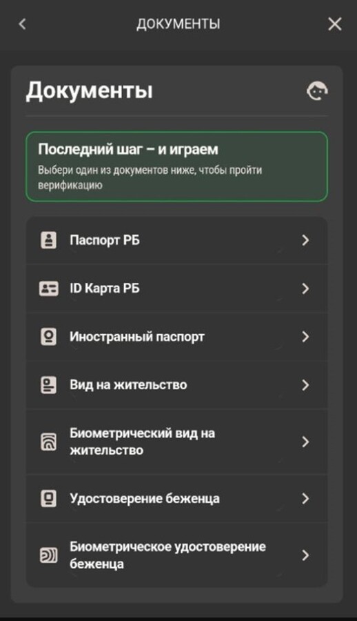 Верификация по паспорту в казино Бетера