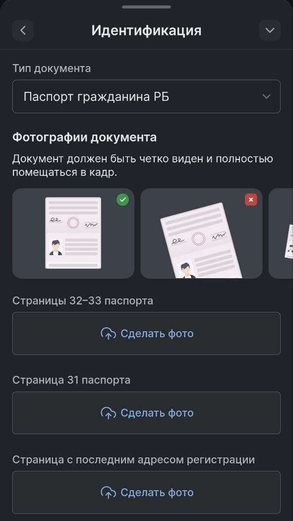 Для подтверждения личности принимаются: